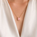 Pink Emerald Diamond Necklace