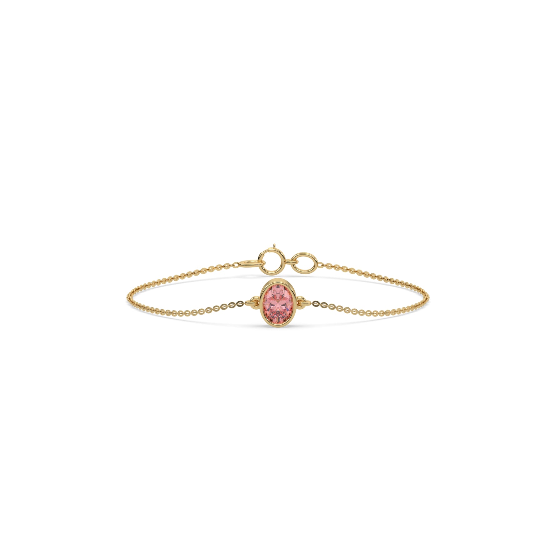 18K Yellow Gold Fancy Pink Oval Solitaire Diamond Bracelet