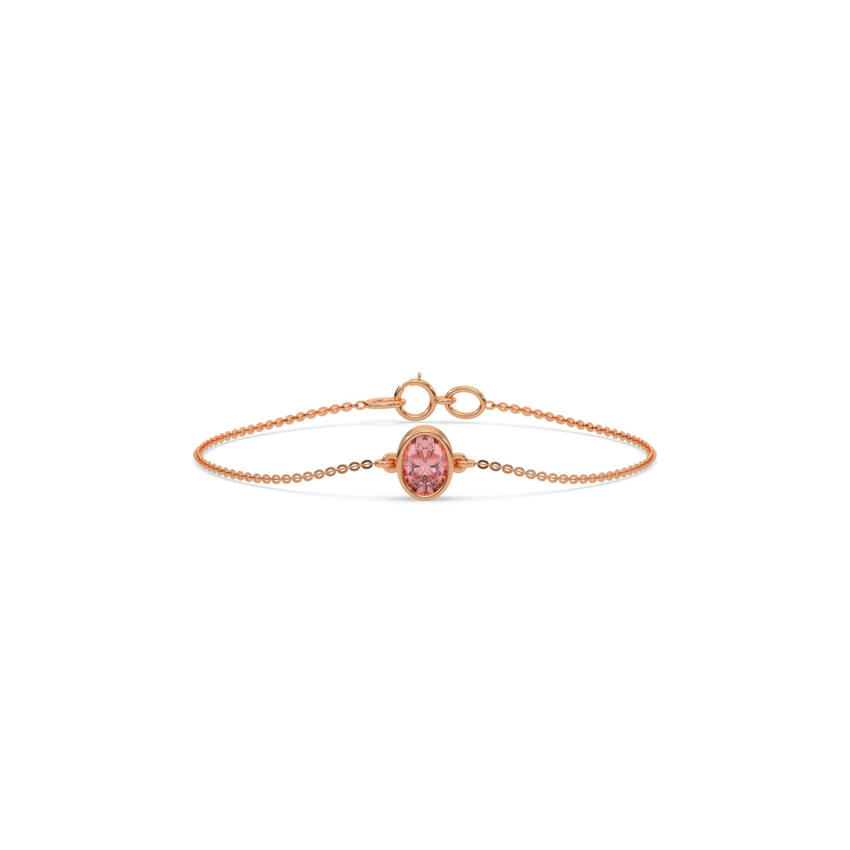 18K Rose Gold Fancy Pink Oval Solitaire Diamond Bracelet
