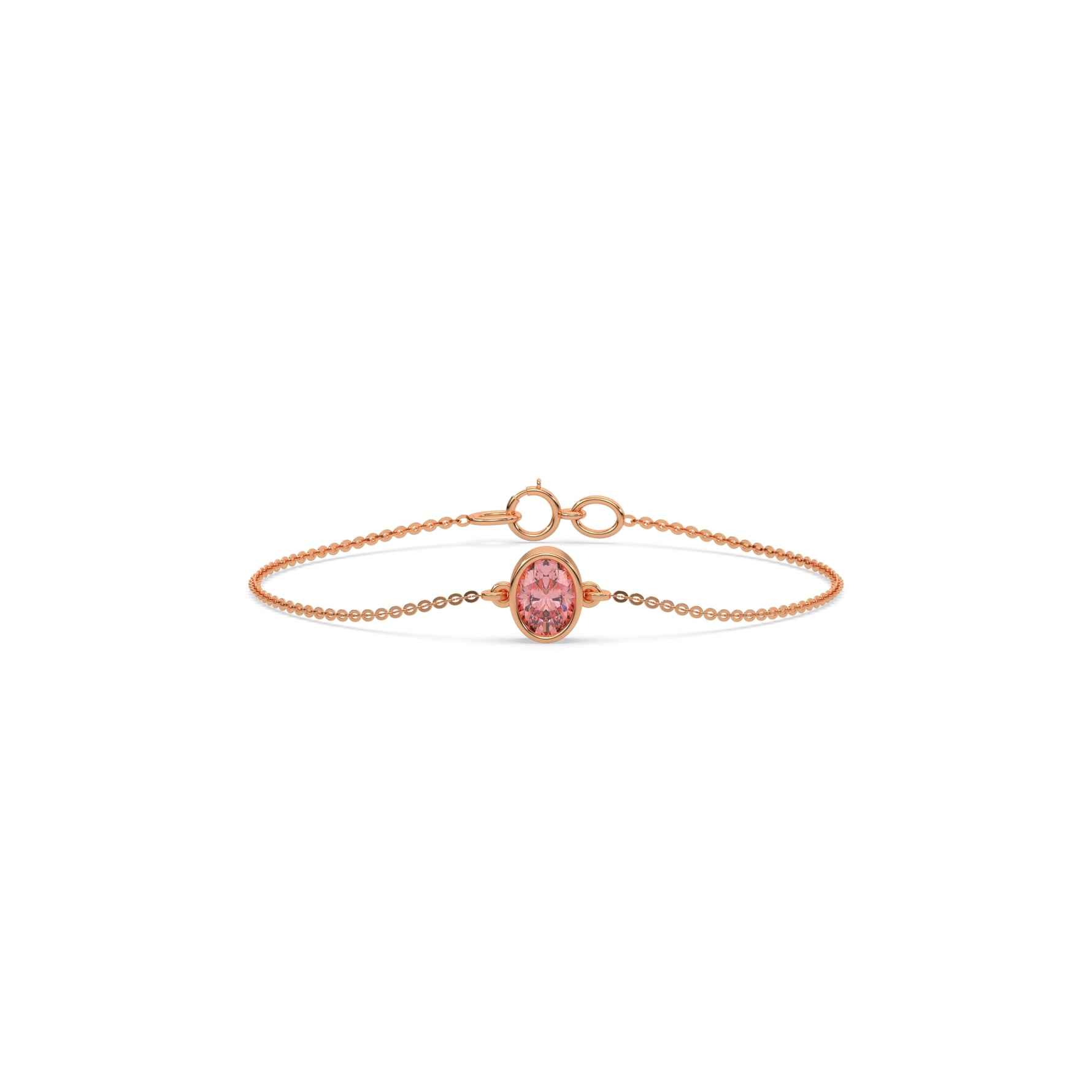 18K Rose Gold Fancy Pink Oval Solitaire Diamond Bracelet