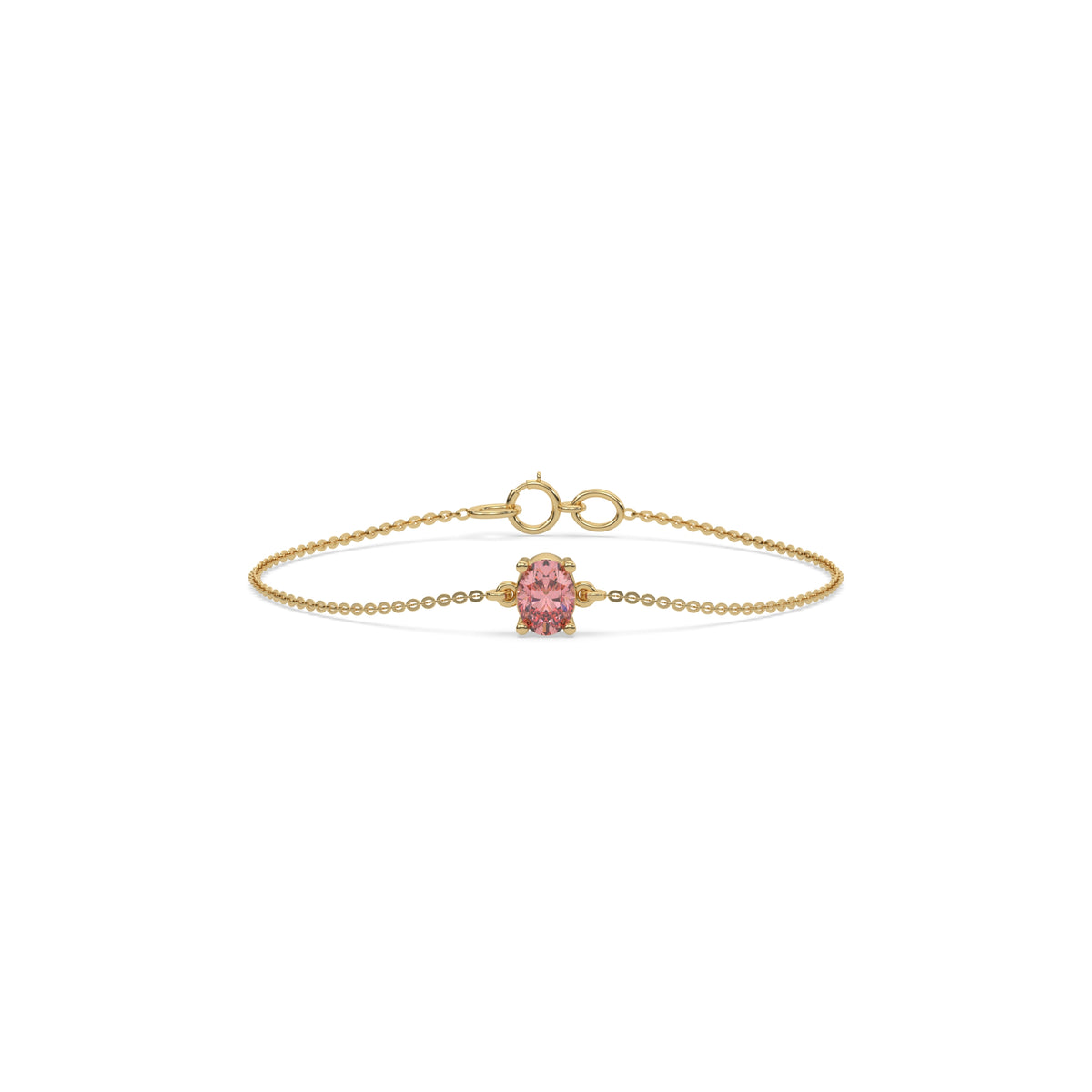 14K Yellow Gold 2 CT Fancy Pink Oval Solitaire Diamond Bracelet