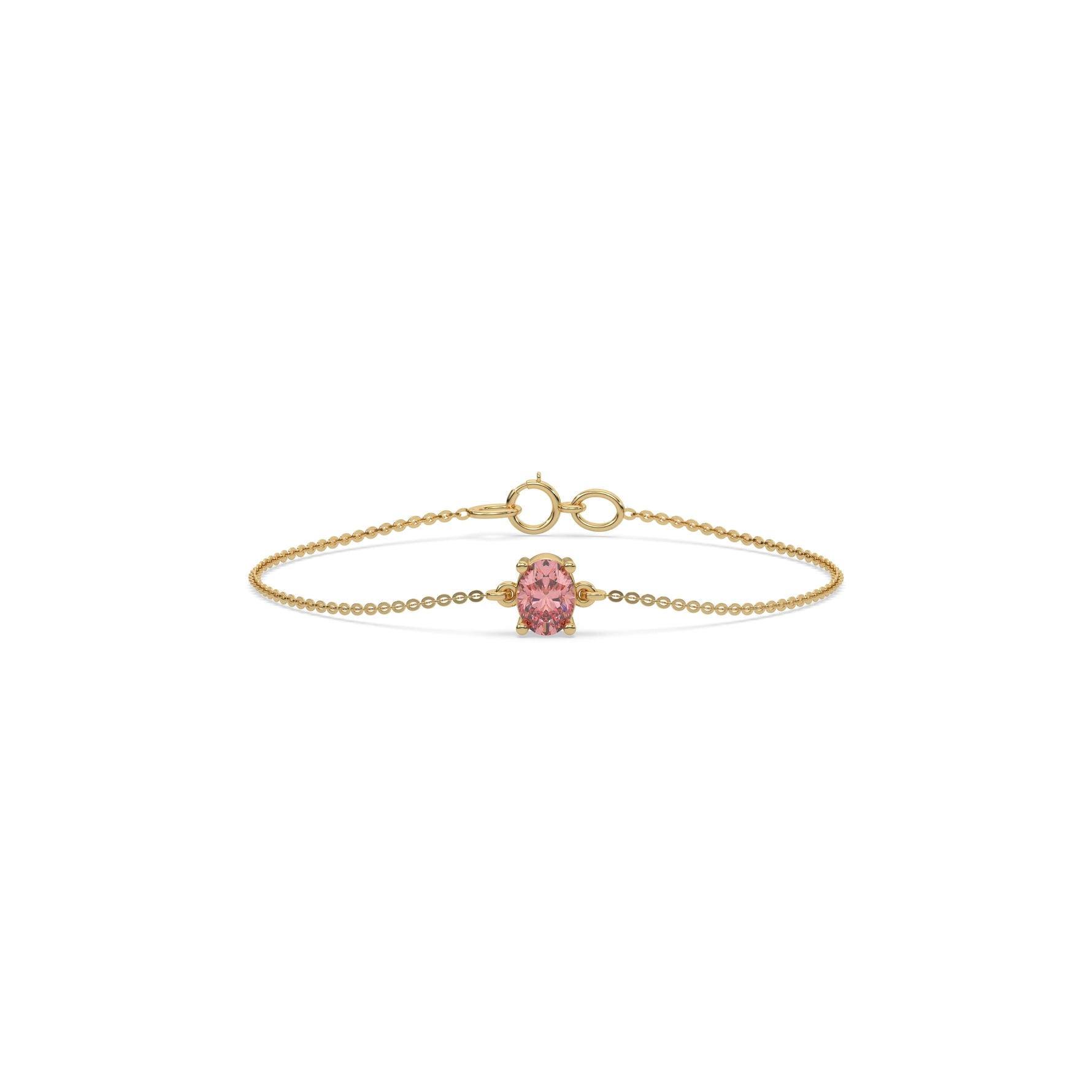 14K Yellow Gold 2 CT Fancy Pink Oval Solitaire Diamond Bracelet