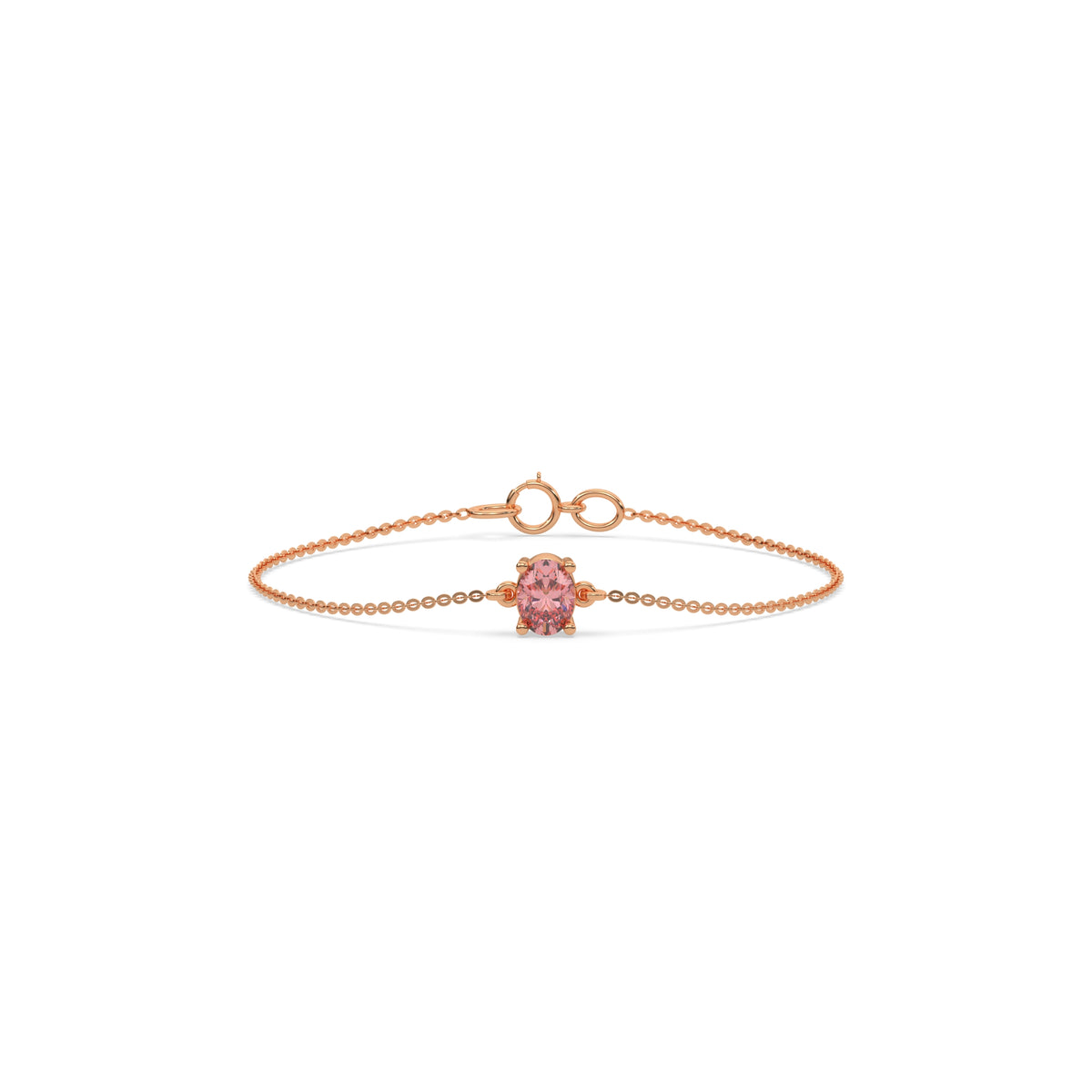 18K Rose Gold Fancy Pink Oval Solitaire Diamond Bracelet