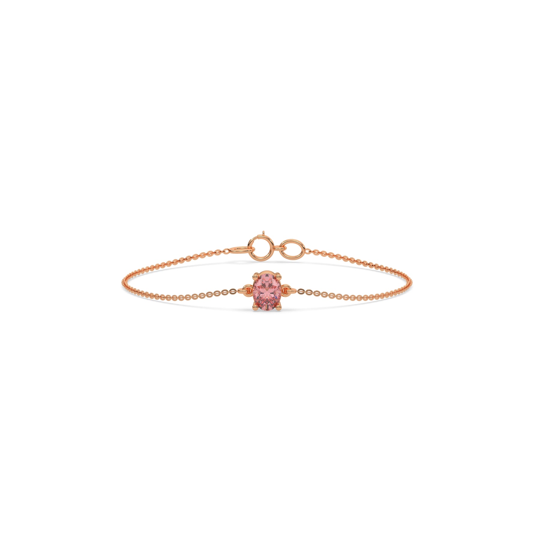 18K Rose Gold Fancy Pink Oval Solitaire Diamond Bracelet