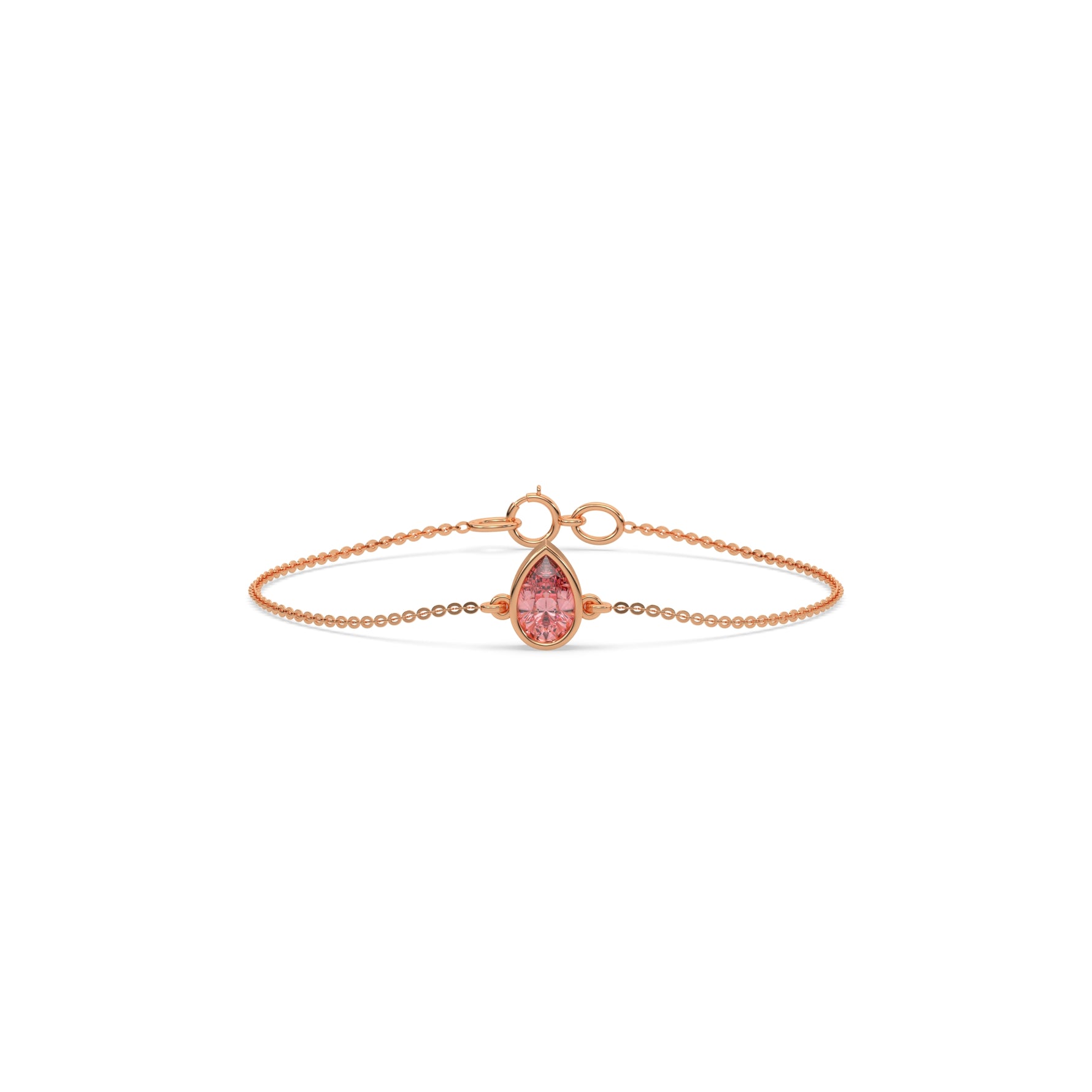 18K Rose Gold Fancy Pink Pear Solitaire Diamond Bracelet 