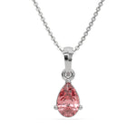 18K White Gold Fancy Pink Pear Solitaire Diamond Necklace
