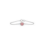 14K White Gold Fancy Pink Round Solitaire Diamond Bracelet 