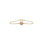 18K Yellow  Gold Fancy Pink Round Solitaire Diamond Bracelet 