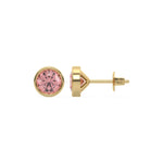 yellow gold fancy pink round diamond solitaire earrings