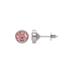 14K White fancy pink round stud earrings in yellow gold