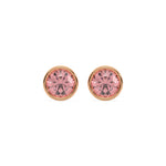 14K Rose fancy pink round stud earrings in yellow gold