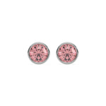 10K White fancy pink round stud earrings in yellow gold