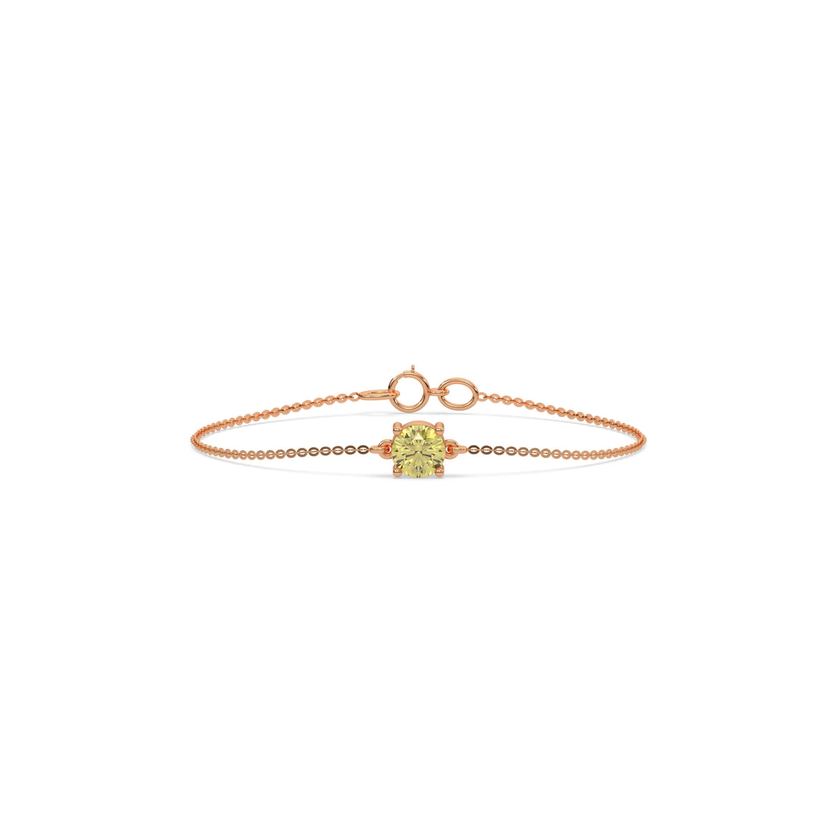 14K Rose Gold Fancy Yellow Round Solitaire Diamond Bracelet 