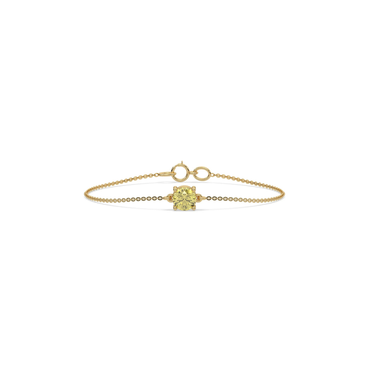 14K Yellow Gold Fancy Yellow Round Solitaire Diamond Bracelet 