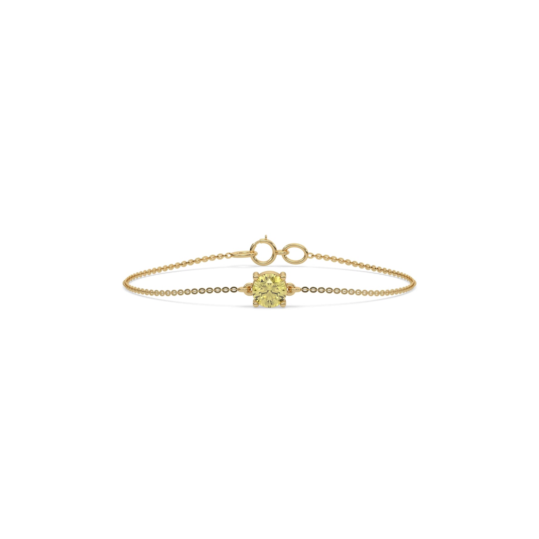 14K Yellow Gold Fancy Yellow Round Solitaire Diamond Bracelet 