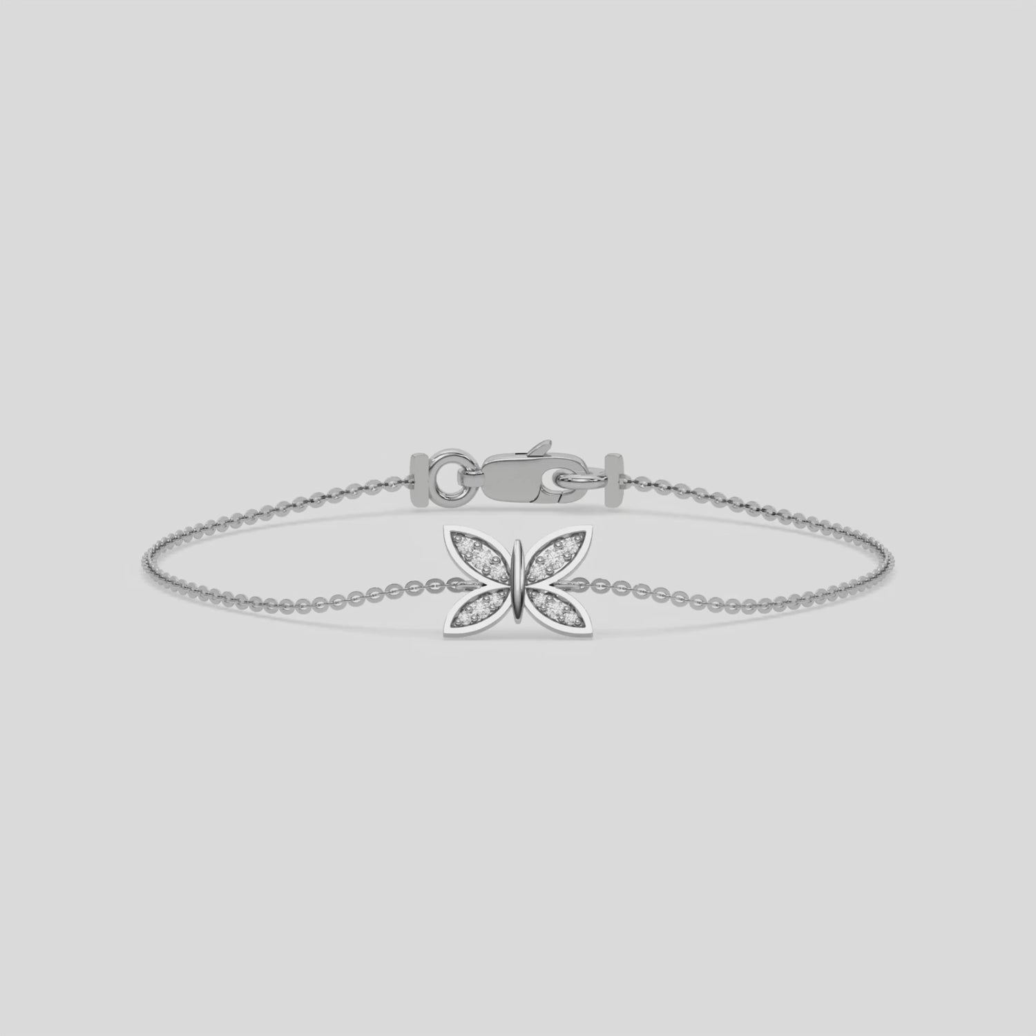 Floral Diamond Bracelet made with round brilliant-cut diamond creating a four petal flower design and securely set in pave setting