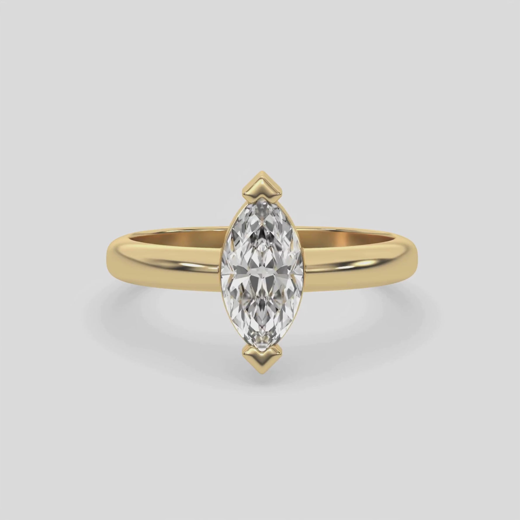 18K Yellow Gold Marquise Diamond Solitaire Engagement Ring