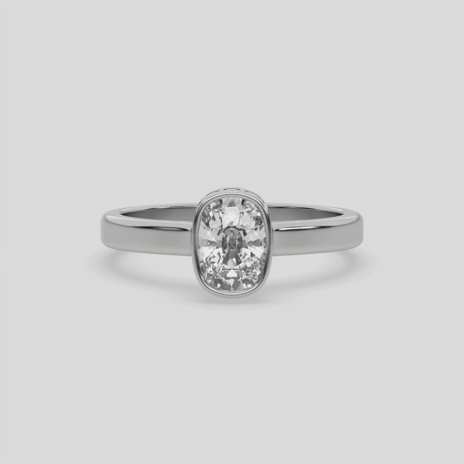 1 CT Lab Diamond Cushion Cut Hidden Halo Bezel Ring