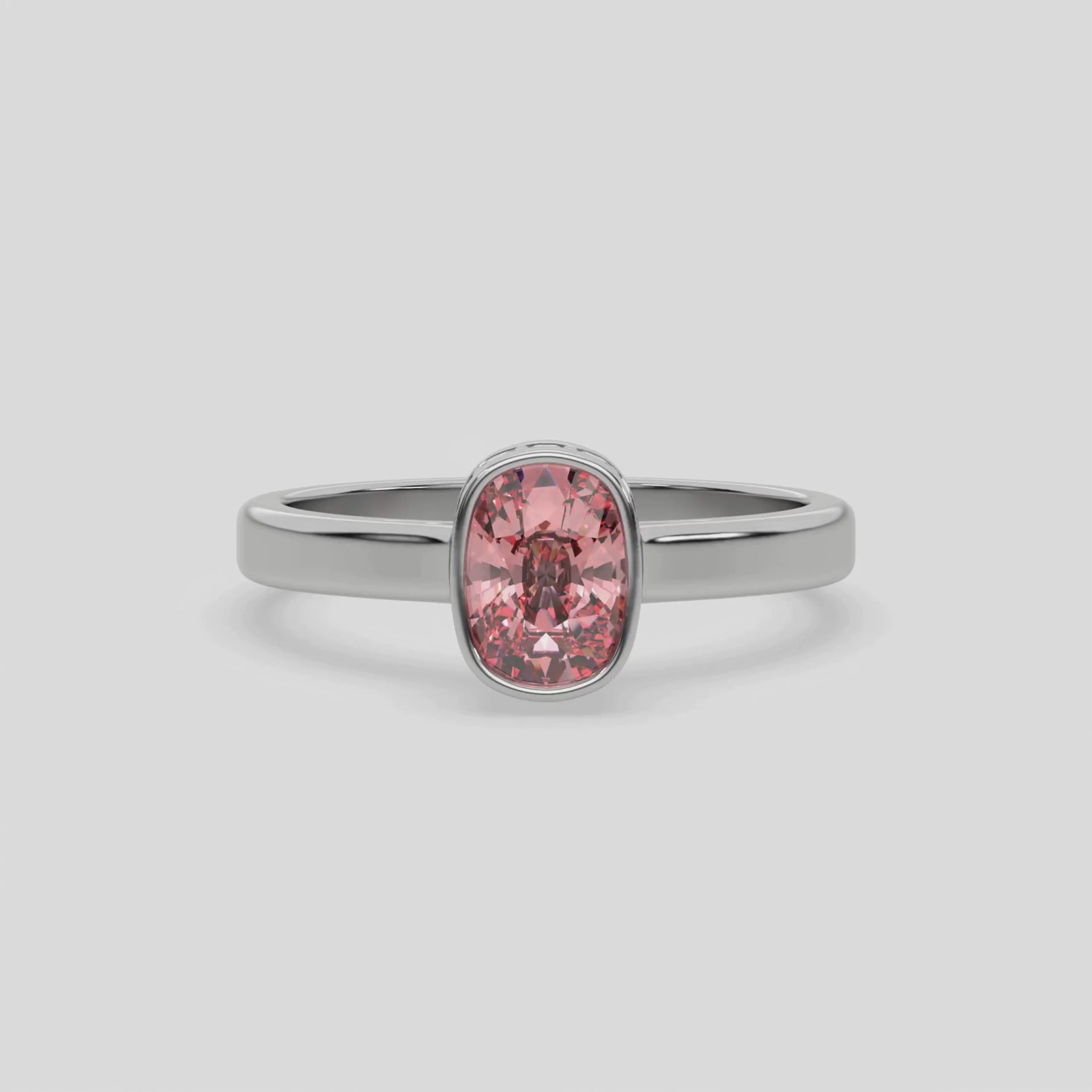 14K White Gold Fancy Pink Cushion Diamond Engagement Ring