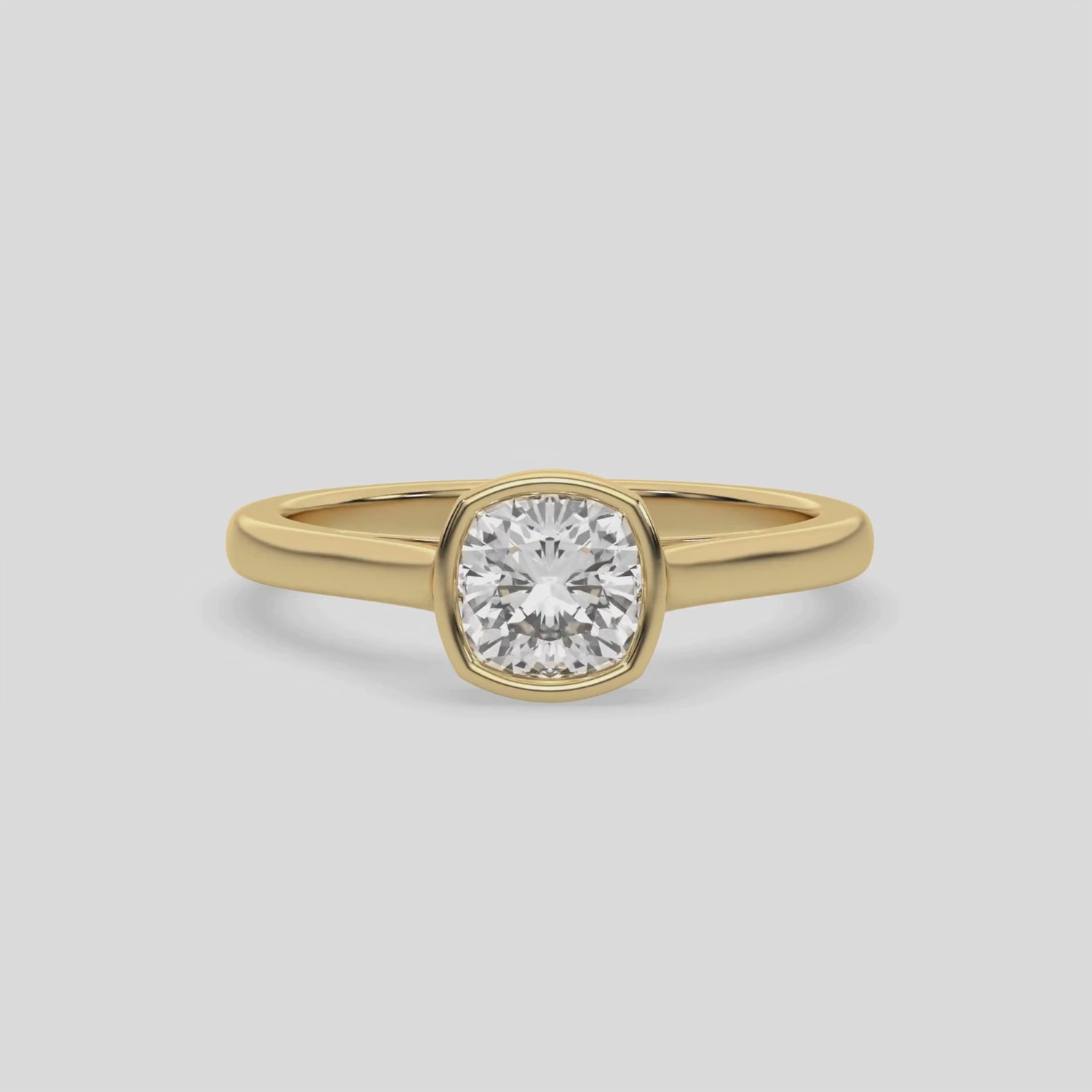 3 CT Lab diamond Bezel Set Cushion Engagement Ring