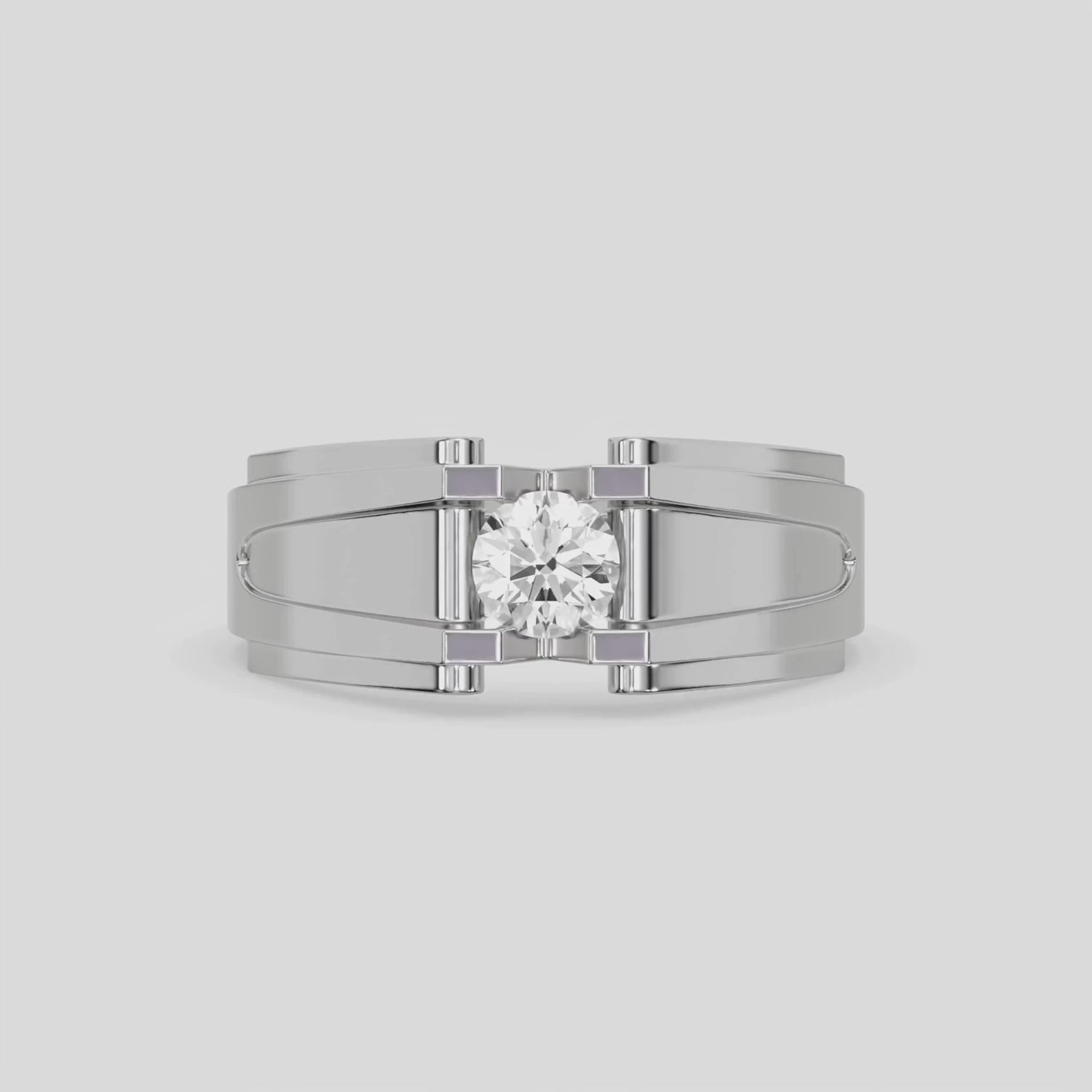 This video features a white gold V-shaped diamond ring features a dazzling 0.50 CT center diamond delicately secured in a captivating V-shaped setting with four prongs 