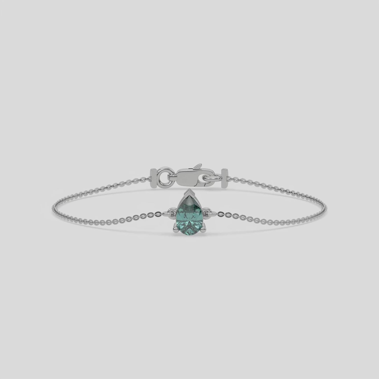 Fancy Green Solitaire Pear Diamond Bracelet made with fancy Green Pear-cut diamond, securely set in prong setting