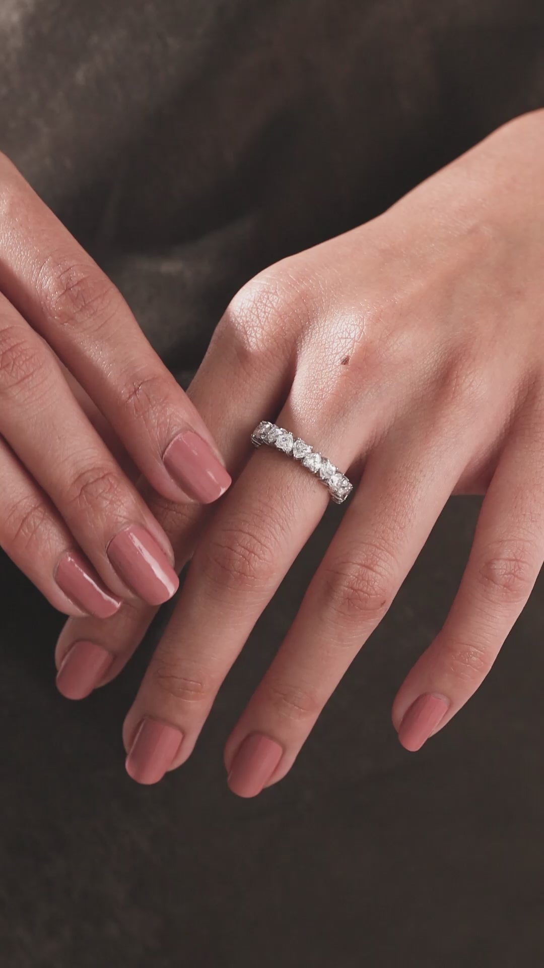 18K White Gold Heart Diamond Full Eternity Ring