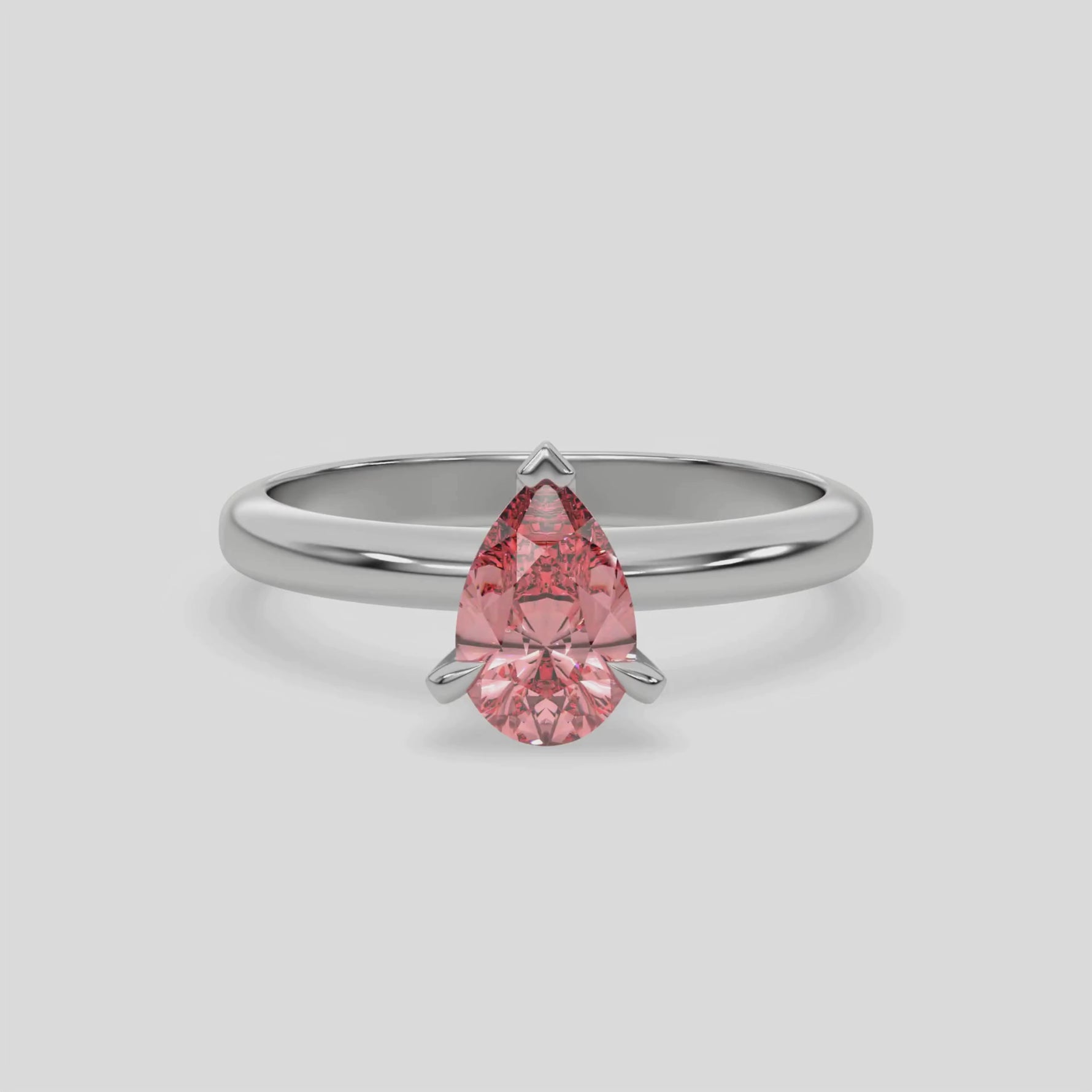 18K Fancy Pink Diamond Pear Solitaire Engagement Ring