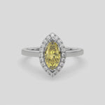 Marquise Cut Diamond Ring, Yellow Diamond Ring, Halo Diamond Engagement Ring, Yellow Diamond Wedding Ring, White Gold Ring