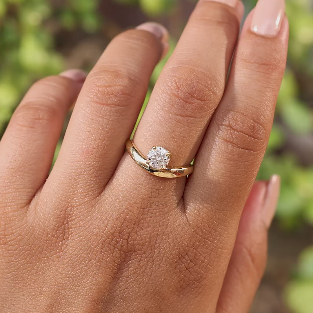Curved Round Lab Diamond Solitaire Ring