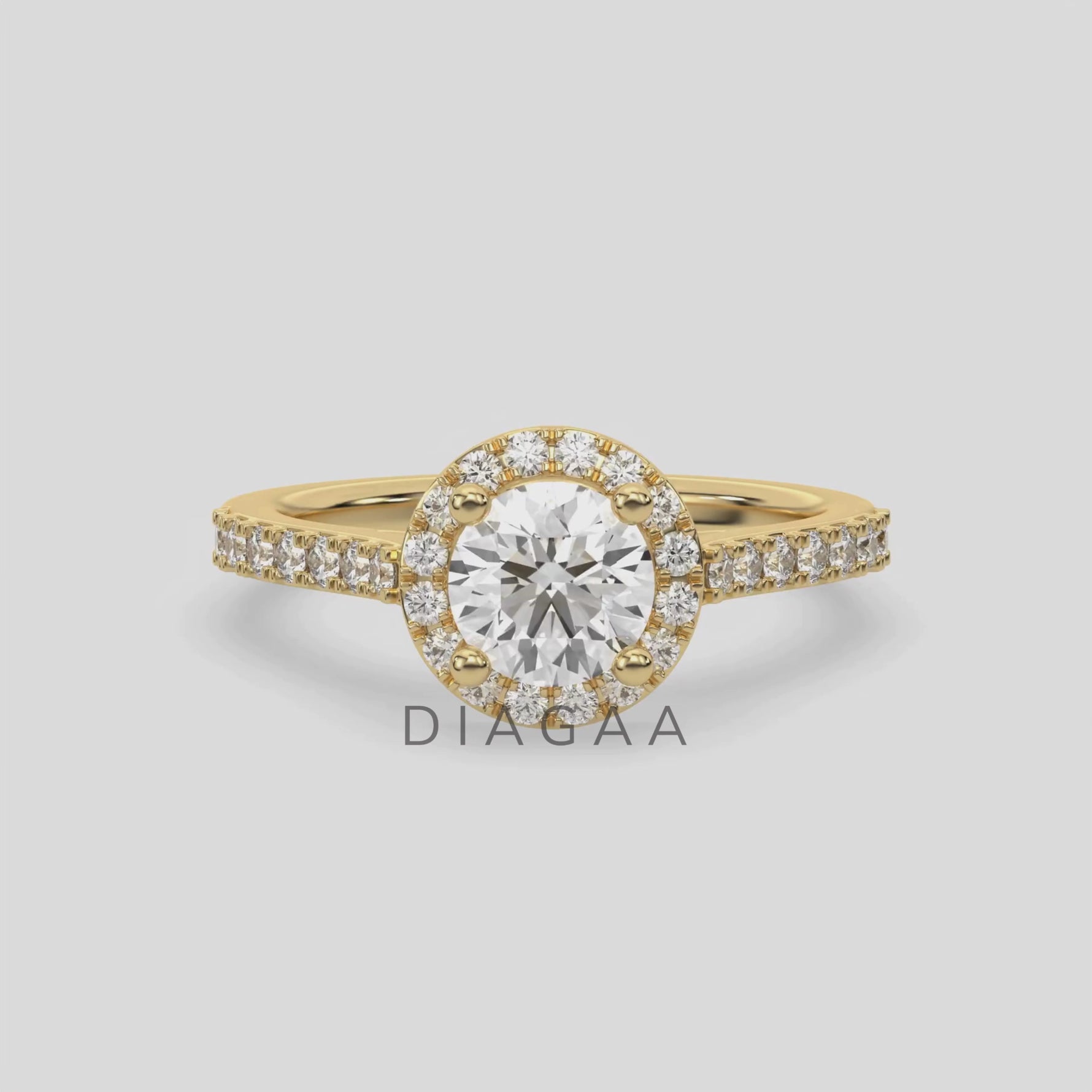18K Yellow Gold Round Solitaire Diamond Engagement Ring