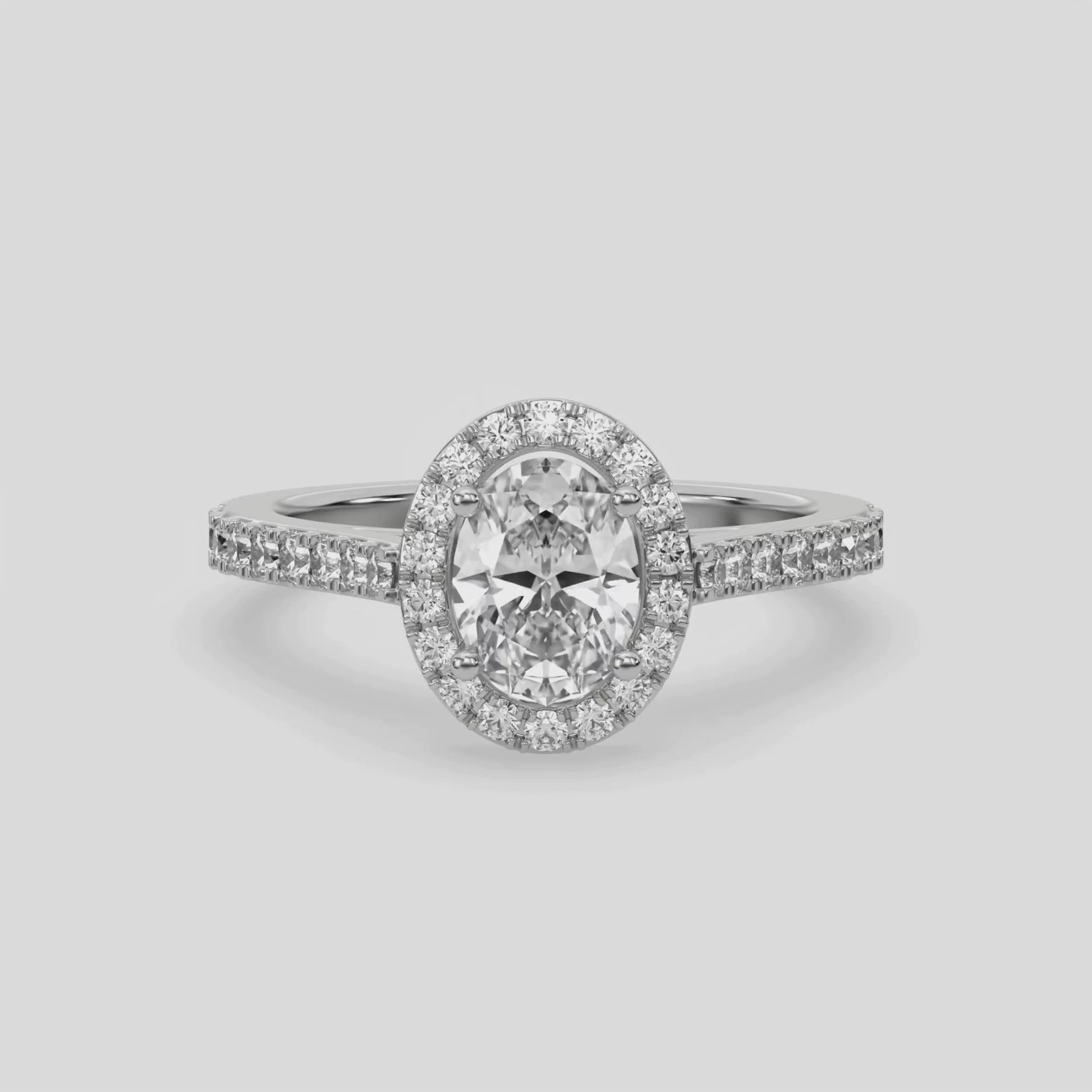 14K White Gold Oval Solitaire Diamond Engagement Ring
