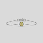 Fancy Yellow Solitaire Emerald Diamond Bracelet made with fancy yellow emerald brilliant-cut diamond, securely set in bezel setting