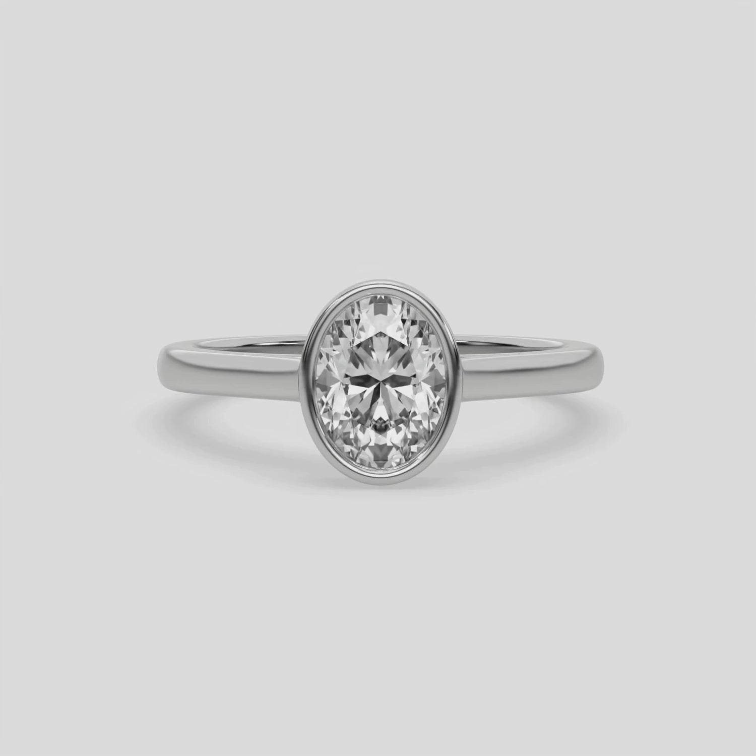 1 CT Lab Diamond Oval Cut Bezel Set Ring