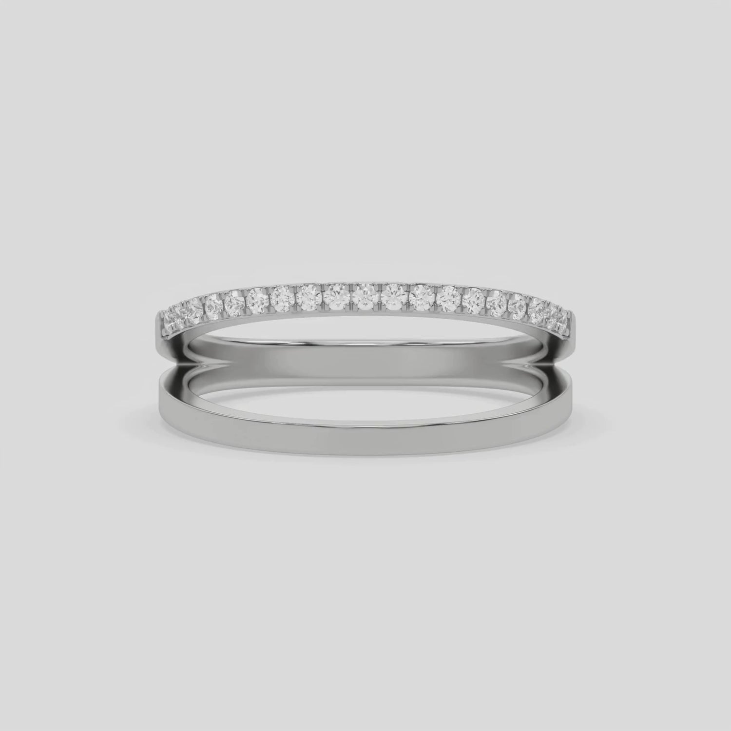 0.15 CT Lab Diamond Double Row Round Wedding Ring