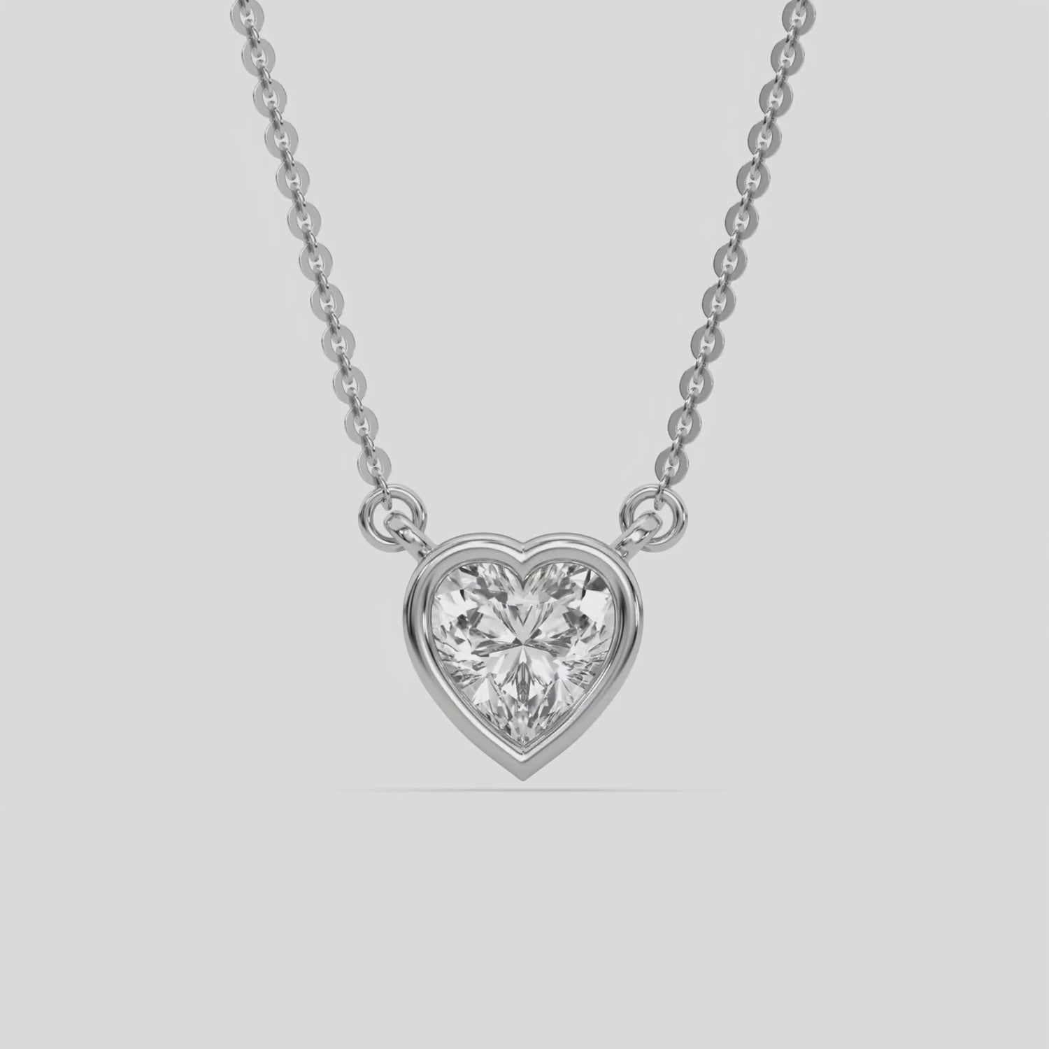 3 CT Lab Diamond Bezel Heart Solitaire Necklace