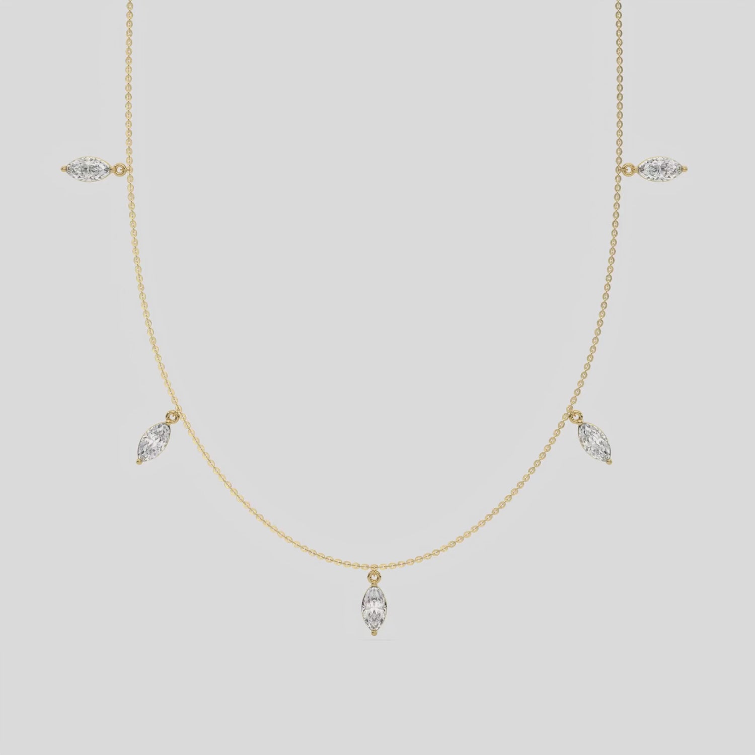 3 CT Five Lab Diamond Marquise Dangling Necklace