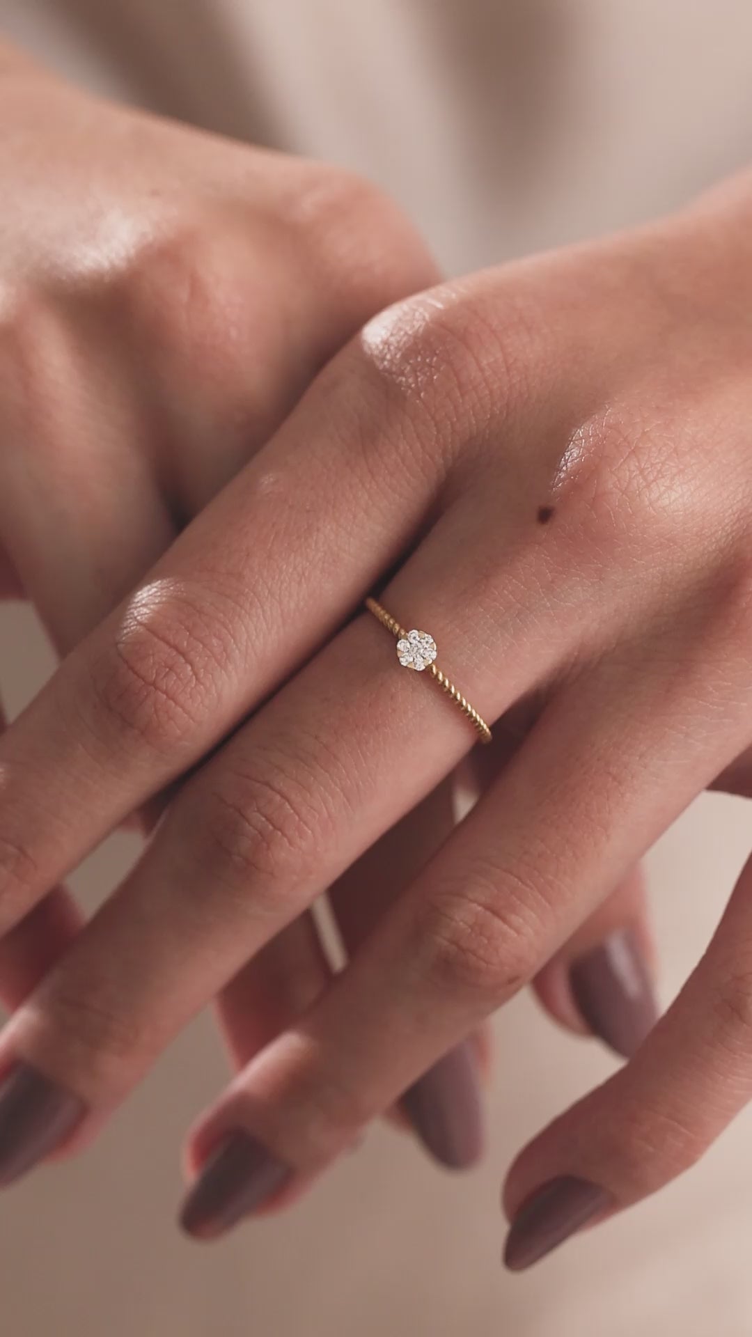 Petite Twisted Rope  Round Diamond Ring