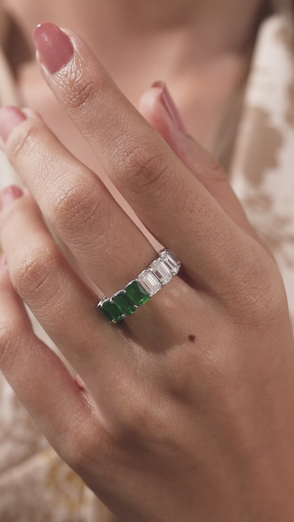 Emerald Diamond And Gemstone Eternity Ring