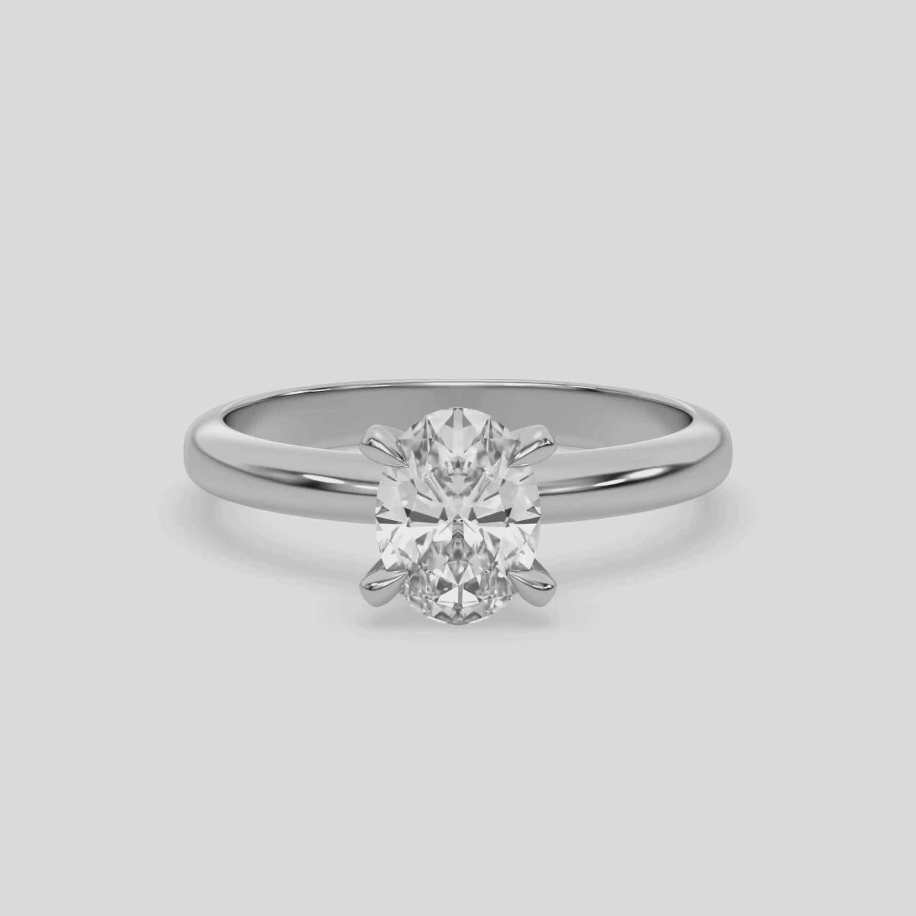 14K White Gold 1CT Oval Diamond Engagement Ring