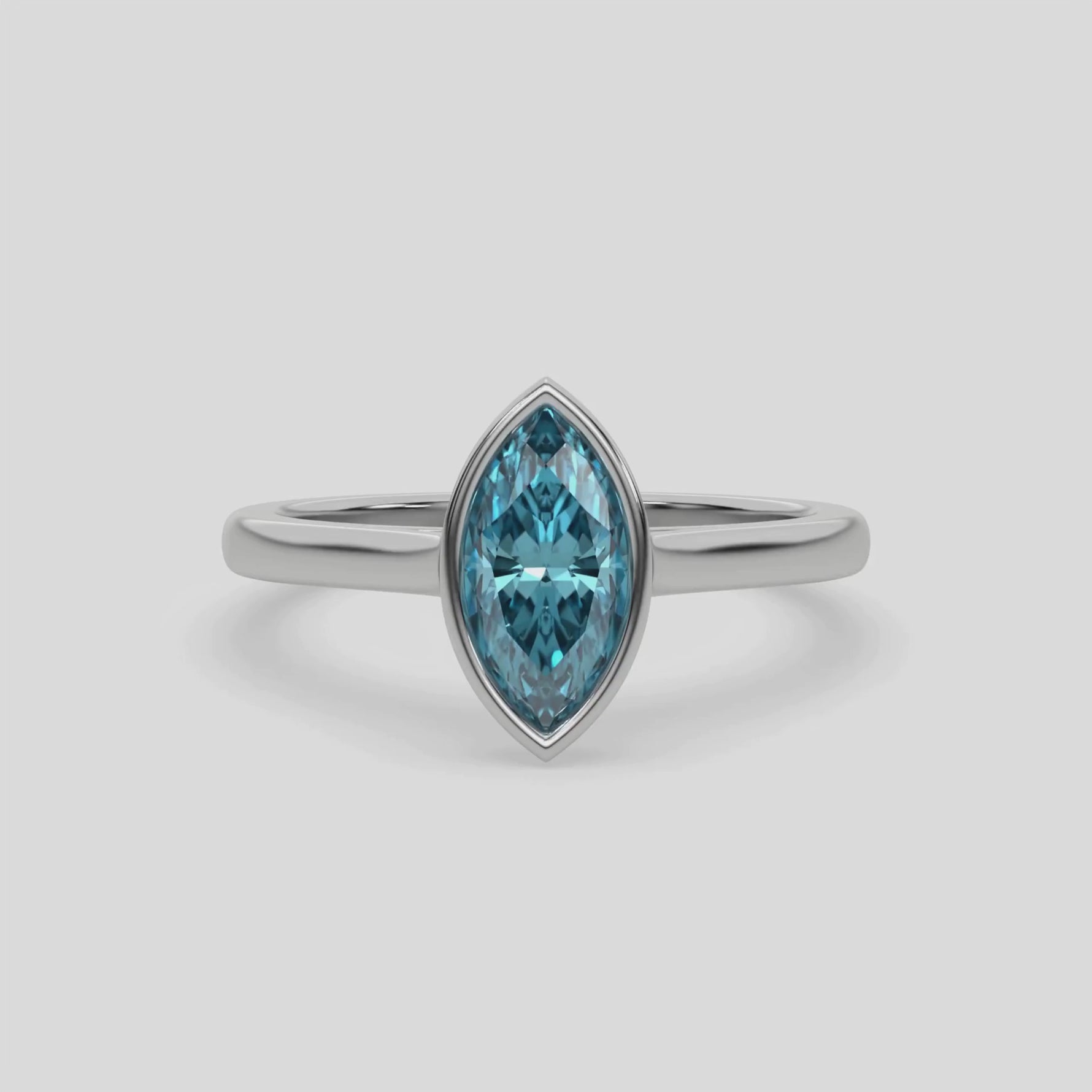 14K Gold Fancy Blue Marquise Diamond Engagement Ring