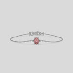 Fancy Pink Solitaire Oval Diamond Bracelet made with fancy Pink oval diamond, securely set in prong setting