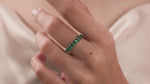 14K White Gold Oval Cut Emerald Gemstone Half Eternity Ring