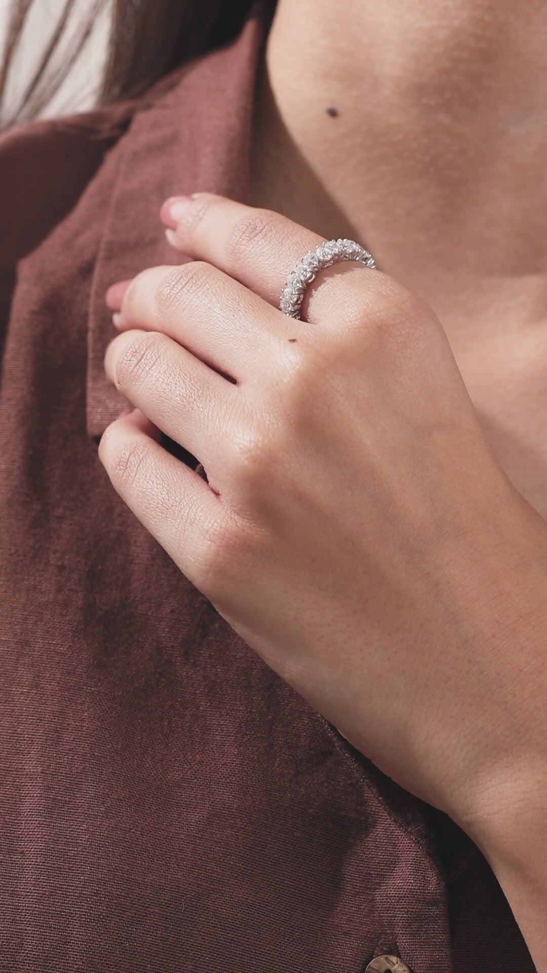 10K White Gold Pear Diamond Full Eternity Ring