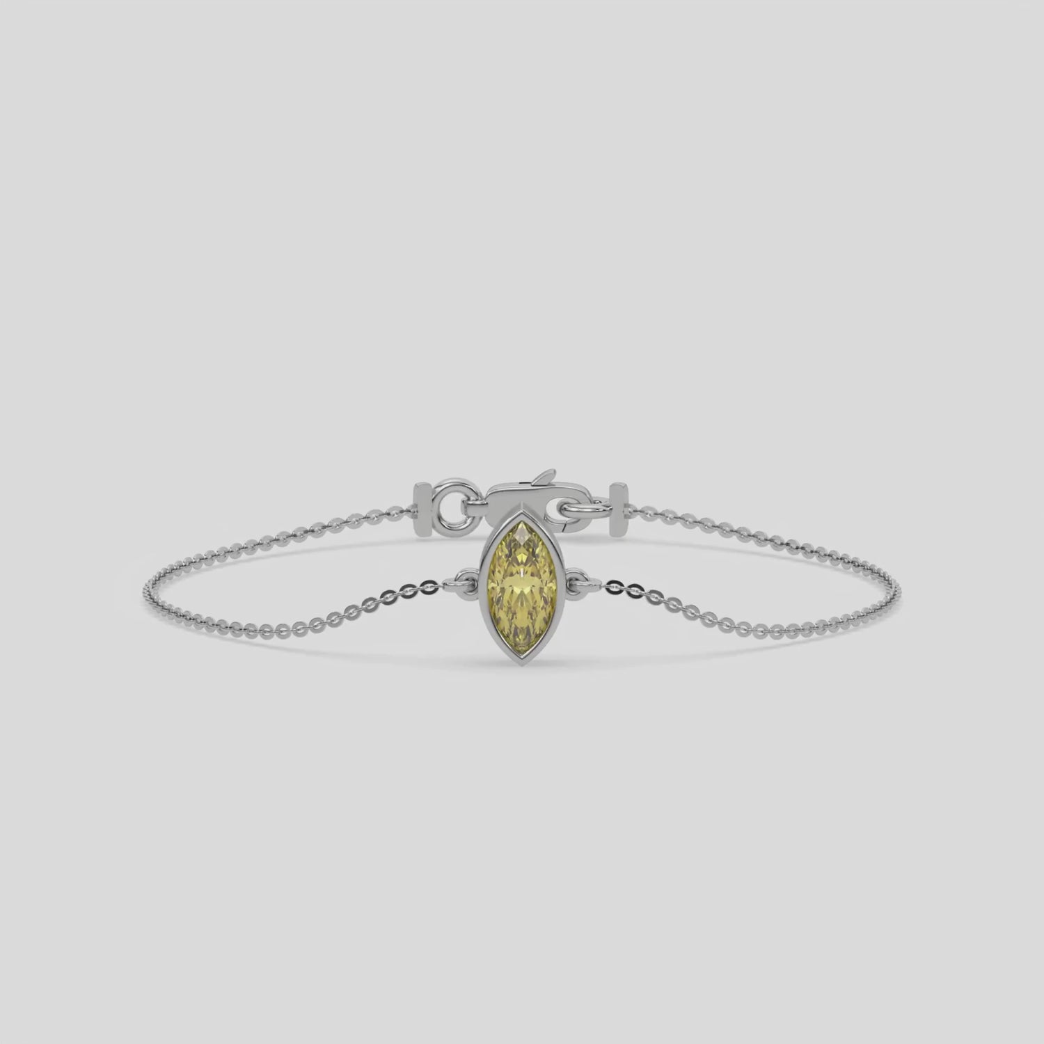 Fancy Yellow Solitaire Marquise Diamond Bracelet made with fancy yellow Marquise diamond, securely set in bezel setting