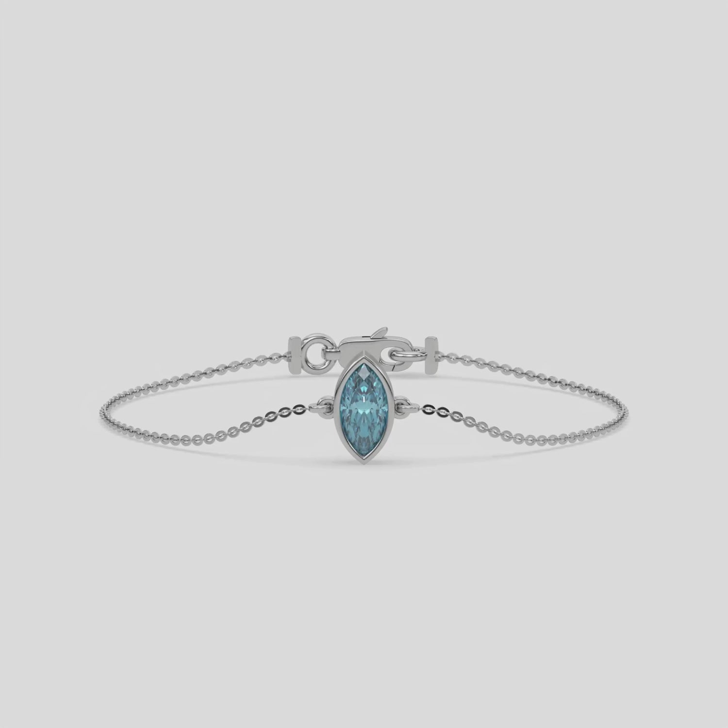 Fancy Blue Solitaire Marquise Diamond Bracelet made with fancy Blue Marquise diamond, securely set in bezel setting