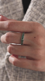 18K White Gold Emerald Gemstone Bezel Set Full Eternity Rin