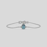 18K White Gold Fancy Blue Pear Solitaire Diamond Bracelet 