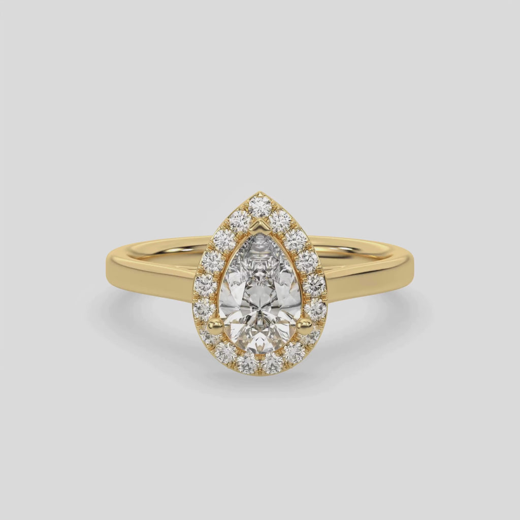 Pear Engagement Ring, Solitaire Ring, Pear Shape Diamond Ring, Halo Engagement Ring, Teardrop Engagement Ring, Proposal Ring