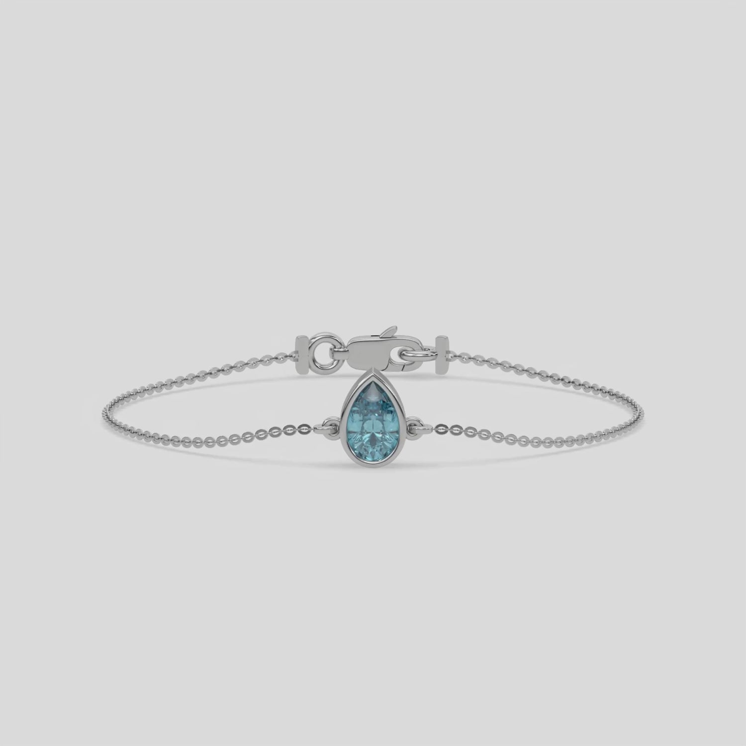 Fancy Blue Solitaire Pear Diamond Bracelet made with fancy Blue Pear-cut diamond, securely set in bezel setting